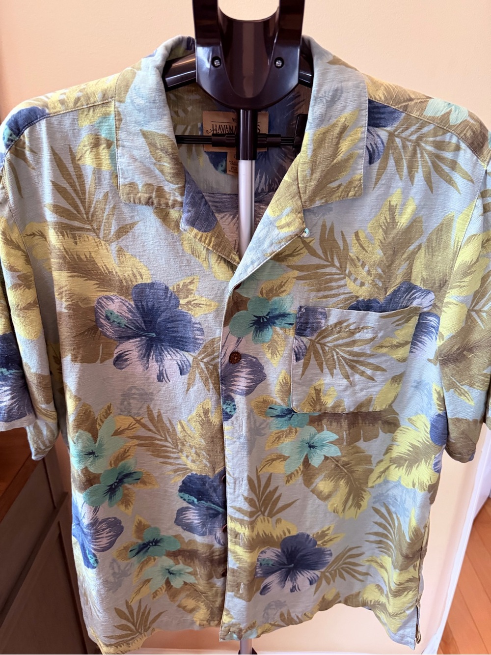 Havana Jack’s Cafe 100% Silk Hawaiian Shirt Mens L Tropical Floral Aloha - Picture 2 of 9